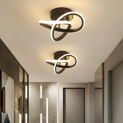 Linear Metal Semi-Flushmount Light Modern Crossed Design LED 9.5 Inchs Wide Ceiling Light