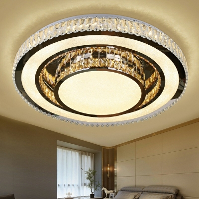 Luxurious Modern Tiered Ceiling Lighting Crystal 3 Colors Light Living Room LED Flushmount in Chrome