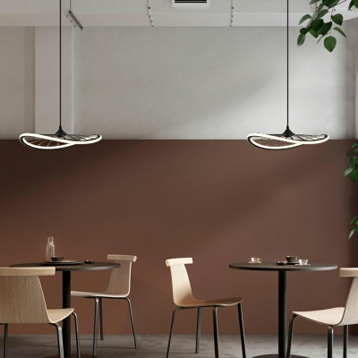 Minimalist Black 1 Head Sector Shaped Acrylic LED Pendant Lighting for Dining Room