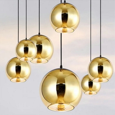 Mirrored Glass Decorative Hanging Light 1 Bulb Globe Pendant Light for Shopwindow