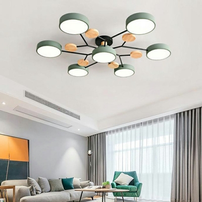 Modern Circular Shade LED Semi Flush Mount with Acrylic Shade Indoor Ceiling Mount Light