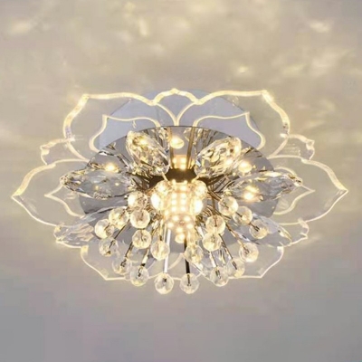 Modern Flower-shaded Flush Mount Ceiling Light Fixture Crystal Flushmount Recessed Lighting
