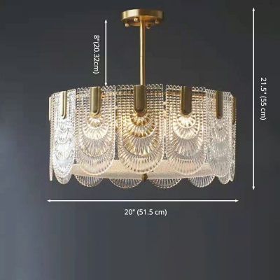 Multi Light Country Chandeliers Pendant with Glass Pendant Brass Gold Light in 6 Lights
