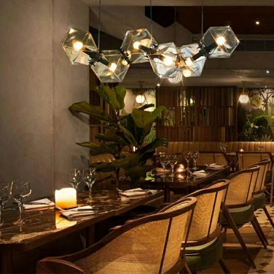 Post-Modern Molecule Island Lighting Kitchen Bar Pendant Lamp 8-Light with Frosted Glass Shade in Gold