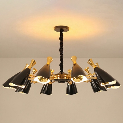 Postmodern Black Plus Cold Horn-shaped Chandelier Metal Trumpet Chandelier Pendant Light