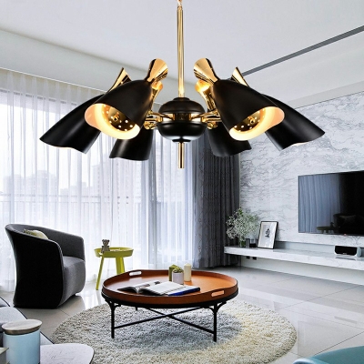 Postmodern Wrought Iron Horn-shaped Chandelier Metal Living Room Pendant Lighting Fixture