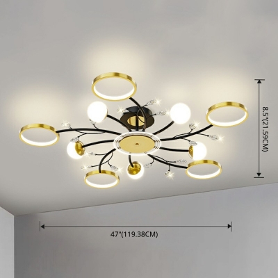 Ring Shade Ceiling Light Fixture in 3 Colors Light Contemporary Suspension Black- Gold for Living Room