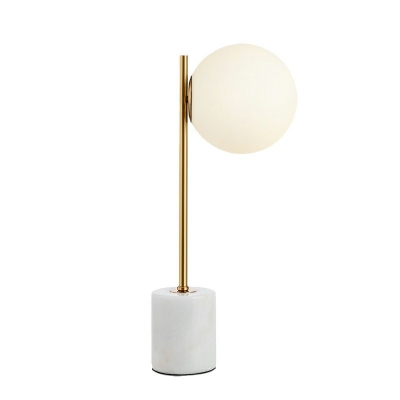 Simplicity Style White Marble Base Home Decorative Table Lamp Frosted Glass Globe Lighting Fixture