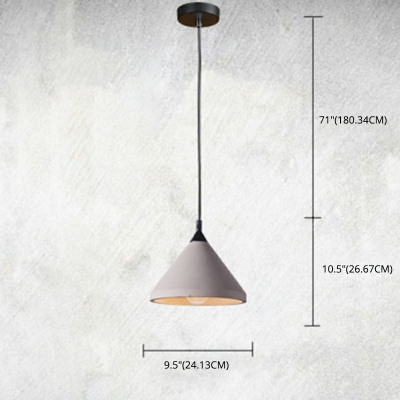 Single Light Cone Shade Pendant Light Cement Hanging Lamp for Hallway Stair