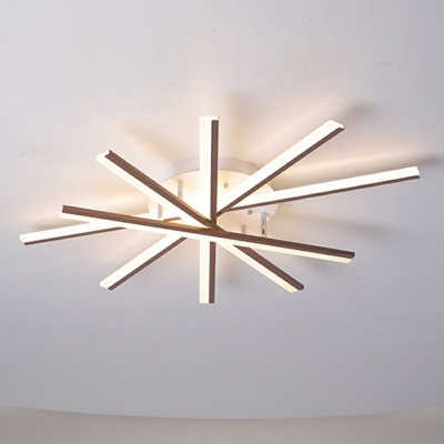 Sunburst Shaped Ceiling Lighting Minimalism Acrylic LED Semi Flush Mount Light Fixture in White Light