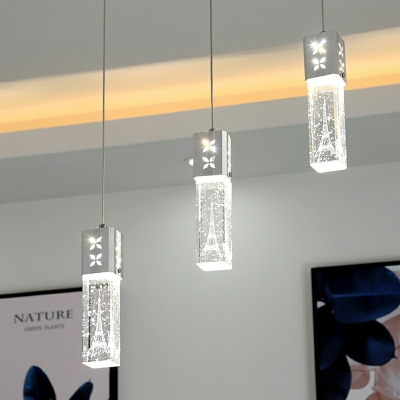 1/3/6 Lights Modern Minimalist Crystal Dining Table Lamp LED Rectangular Hanging Lighting
