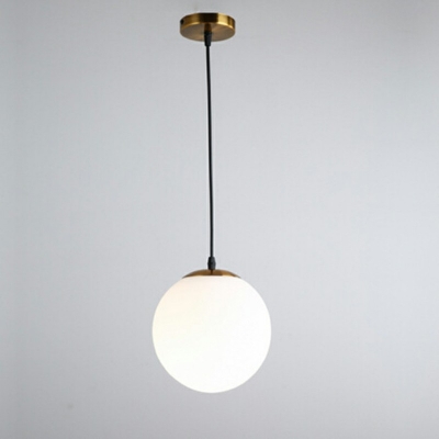 1 Light Globe Hanging Lamp Satin Opal Glass Shade Pendant Light for Bedroom