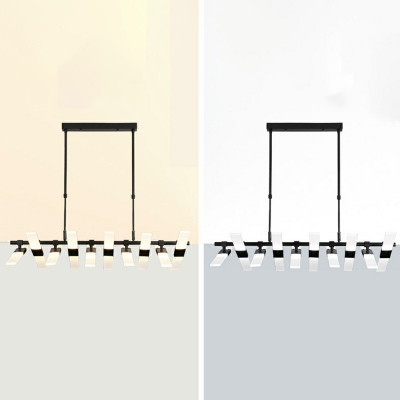 Acrylic Shade Linear Island Light Modern Living Room Rectangle LED 35.5 Inchs Length Island Fixture