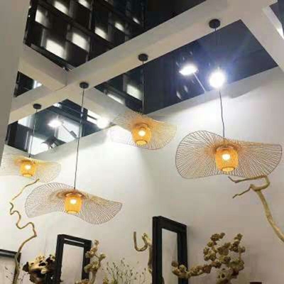 Asian Style Single Light Handmade Bamboo Pendant Light Hanging Light for Tea Room