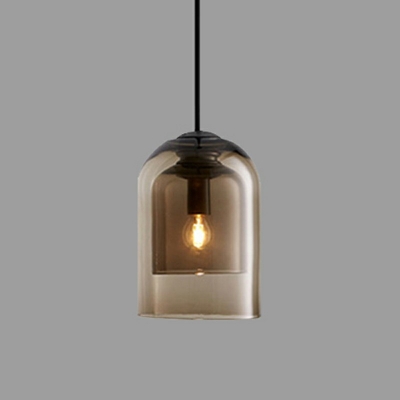 Bell Ceiling Light 2-Layer Glass Contemporary 1-Head Pendant Lamp Fixture for Living Room