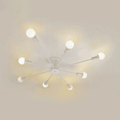 Contemporary Exposed Bulb Semi Flush Mount Ceiling Glass Living Room Hanging Light