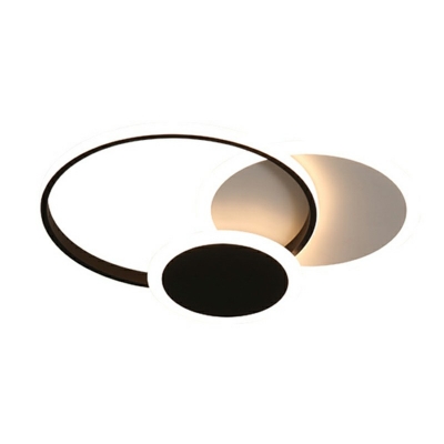 Contemporary Sleeping Room Dual Circles Ceiling Lamp LED Close to Ceiling Lighting