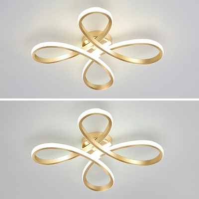 Flower Acrylic Ceiling Lamp Simple Style LED Flush Mount Lighting 2 Inchs Height in Gold