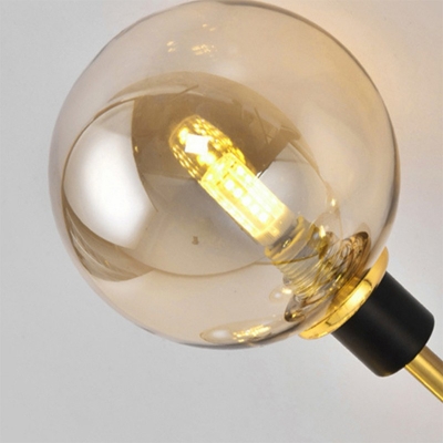 Glass Ball Semi Flushmount Modern 5 Lights Semi Flush Lighting with Crossed Lines Design