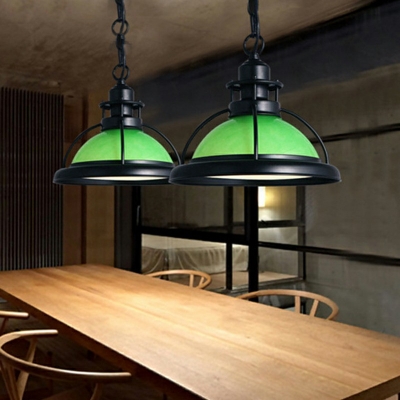 Industrial Style Hemisphere Shade Pendant Light Glass 1 Light Hanging Lamp