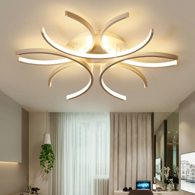 LED Light Simplicity Ceiling Fixture Metal Ceiling Mount Aluminum Geometric Shade Semi Flush for Bedroom