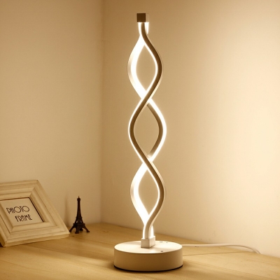 Minimalist Curve LED Night Lamp Acrylic Metal Table Light in Warm Bedroom Lighting