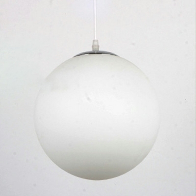 Minimalistic Ball Pendulum Light White Glass Single-Bulb Dining Room Suspension Pendant