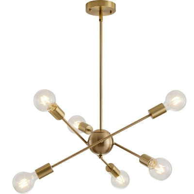 Modern Branch Type Simple Revolving Chandelier Brass Twirled Sockets Loft Style Metal Living Room Lighting