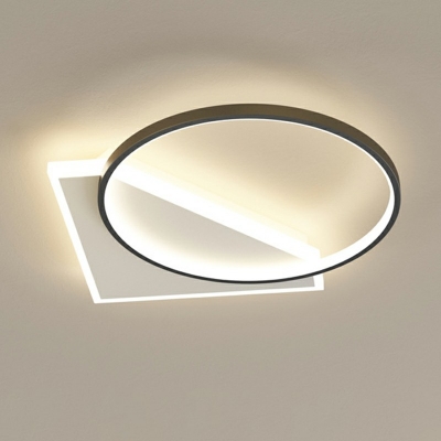 Modern Geometrical Acrylic Bedroom Flushmount Ceiling Light LED Flush Mount in Black-White