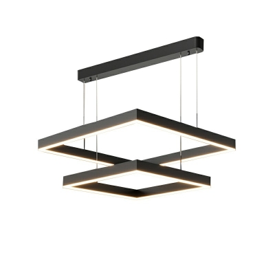 Modernism Metal Black Square Pendant Lighting LED Acrylic with Linear Canopy