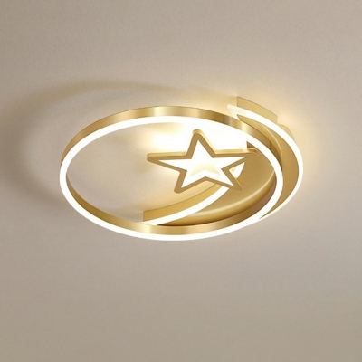 Moon and Star Acrylic Ceiling Lamp Contemporary Children Bedroom Ceiling Mounted Light