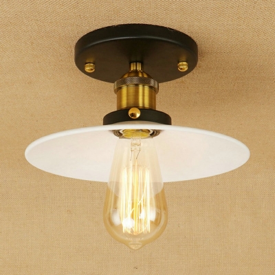 Open Bulb Single Light Flushmount Ceiling Light in Black and White for Hallway Kitchen Foyer