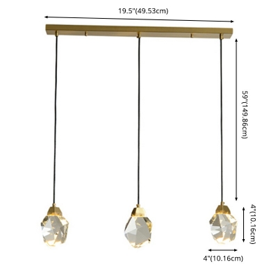 Postmodern Geometric Shape Pendant Light Crystal Gold Dining Room Hanging Light