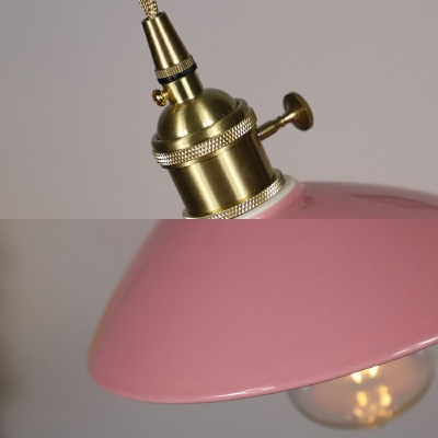 Retro 1-Bulb Ceramic Conic Pendant Lamp Hanging Light with Rotary Switch
