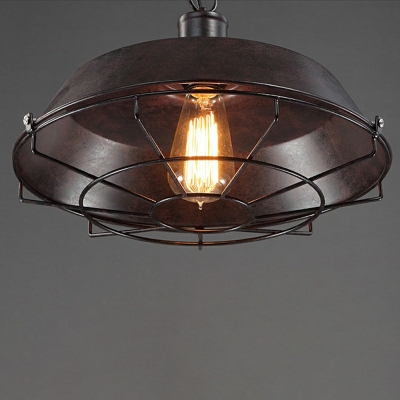 Retro Hanging Light with Iron Wire Cage Shade Industrial Style 1 Bulb Lighting Fixture for Corridor Aisle 11 Inches Height