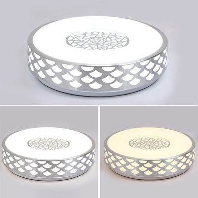 Silver Minimalismo Style Round LED Ceiling Light Acrylic Flush Light for Dinning Room in White Light