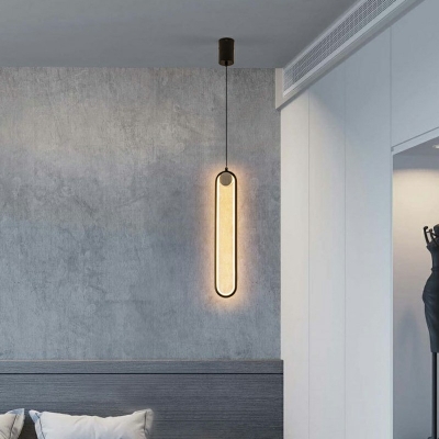 Simple LED Pendant Postmodern Bedroom Metal Oval with 47