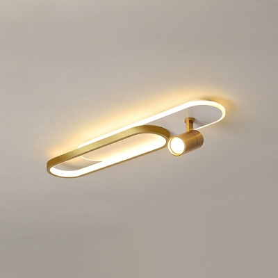 Simplicity Decorative LED Semi Flush Ceiling Light Metal Ceiling Fixture with Oblong Acrylic Shade