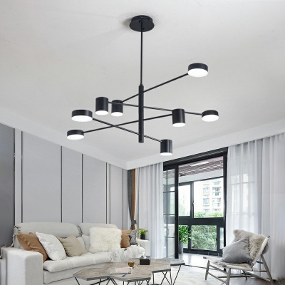 Sputnik Chandelier Lighting Black Modernism Metal Pendant Light Fixture in White Light for Living Room