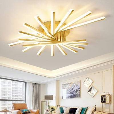 Sunburst Shaped Ceiling Lighting Minimalism Acrylic LED Semi Flush Mount Light Fixture in White Light