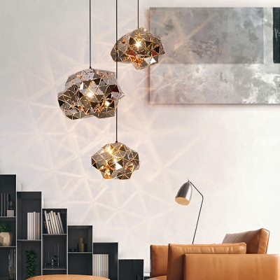 Uniquely Shaped  Pendant Light Fixture Modernist Metal Chrome Finish Suspension Lamp for Dining Room