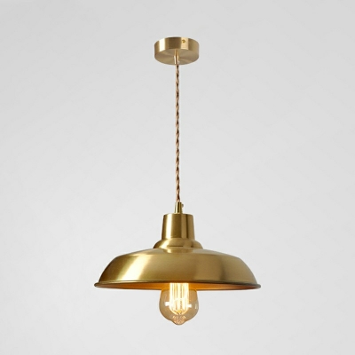 1 Head Metal Pendant Lamp Vintage Brass Finish Bedroom Hanging Ceiling Light with 59