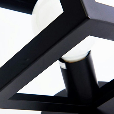 1 Light Semi Flush Mount Light Industrial Black Rectangle Ceiling Lighting