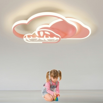 Cloud Shape Modern Creative Feather LED Bedroom Flush Mount Ceiling Lights with Acrylic Shade
