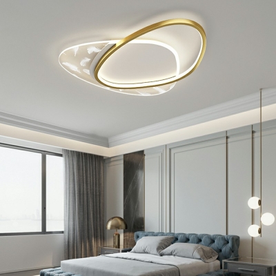 Contemporary Feather Ceiling Lamp Acrylic and Iron Shade LED Light for Bedroom, 18