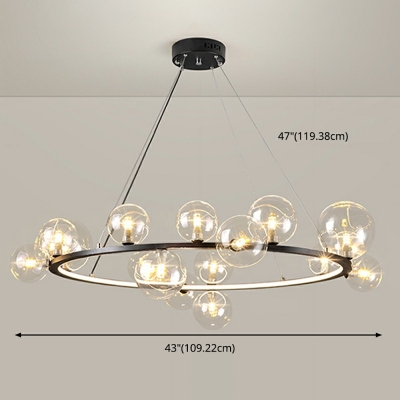 Contemporary Minimalism Transparent Ball Shaped Bedroom Ceiling Lamp Clear Glass Chandelier for Living Room