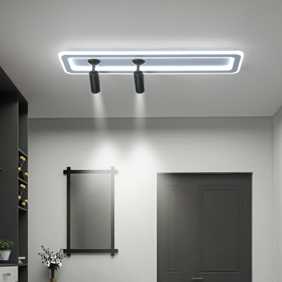 Elongated Living Room Ceiling Light Metallic Minimalistic LED Spotlight Flush Mount Ceiling Light