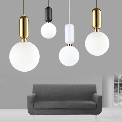Frosted Glass Ball Mini Hanging Lamp Post Modern 1 Head Pendant Lighting with 39