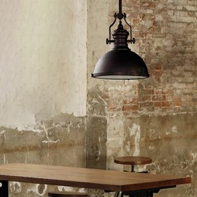 Industrial Pendant Light Bowl Black for Dining Room Staircase with 35.5 Inchs Height Adjustable Cord