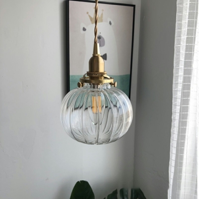 Industrial Style Globe Shade Pendant Light Glass 1 Light Hanging Lamp